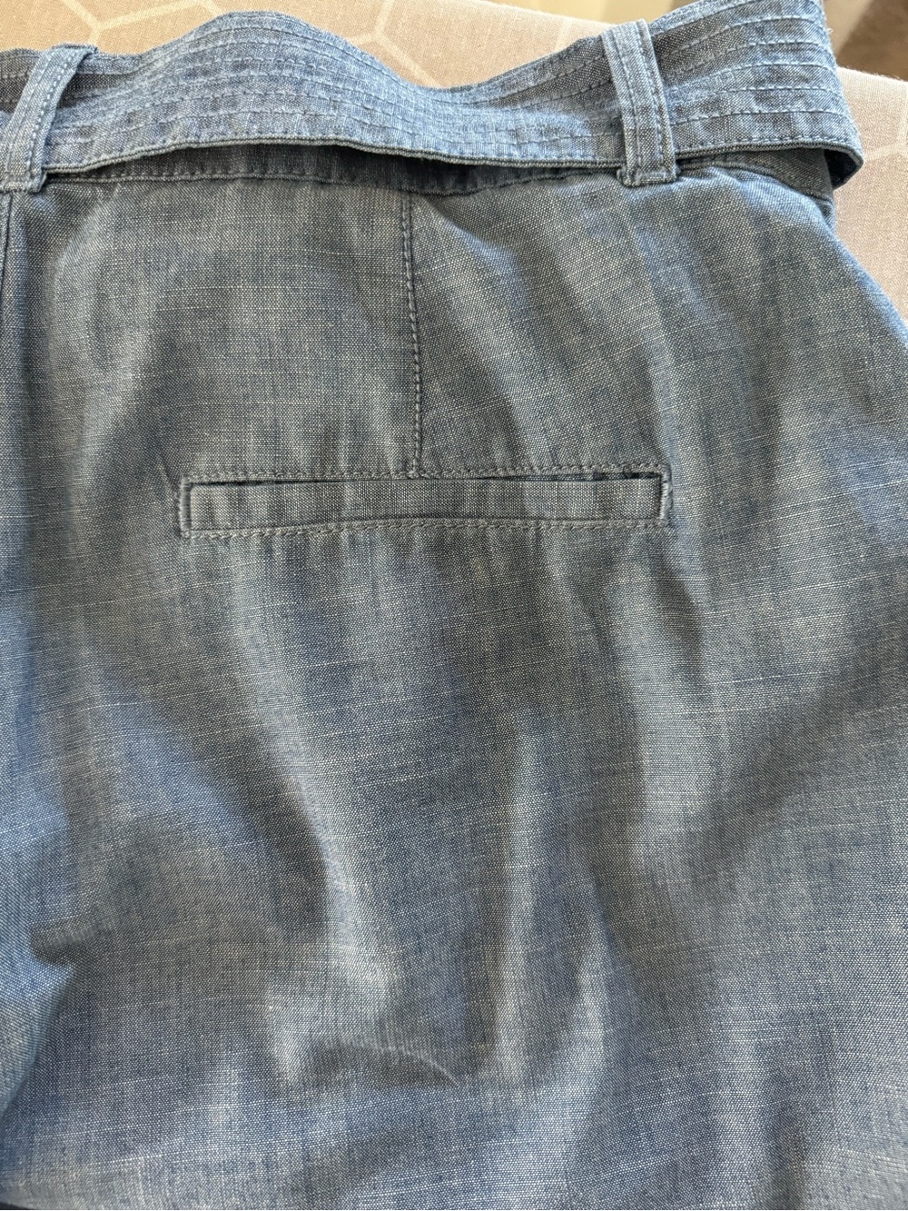 Banana Republic Chambray Wide Leg Pants Tie Waist High Rise Blue Size 10 - Picture 9 of 12